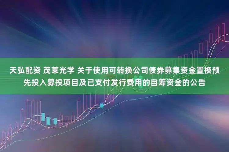 天弘配资 茂莱光学 关于使用可转换公司债券募集资金置换预先投入募投项目及已支付发行费用的自筹资金的公告